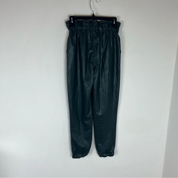 Abercrombie & Fitch Dark Green Faux Leather Drawstring Jogger Pants Size XS - Picture 6 of 8